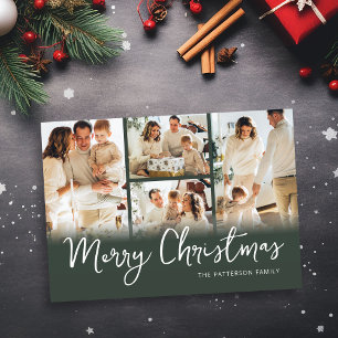 Tarjeta Festiva Navidades de la familia verde collage de fotos