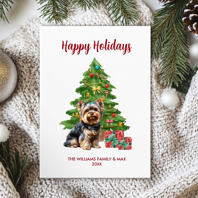 Tarjeta Festiva Navidades de la familia Yorkie Dog (Subido por el creador)