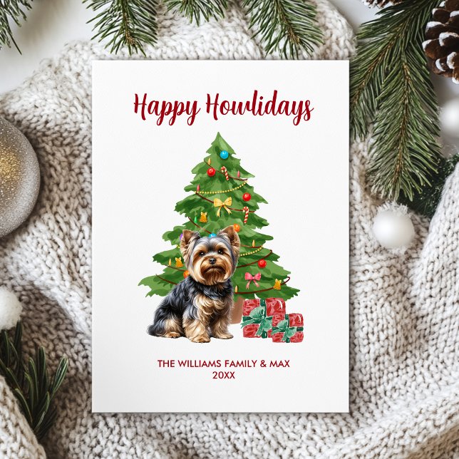Tarjeta Festiva Navidades de la familia Yorkie Dog (Subido por el creador)