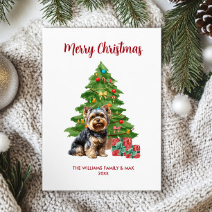 Tarjeta Festiva Navidades de la familia Yorkie Dog