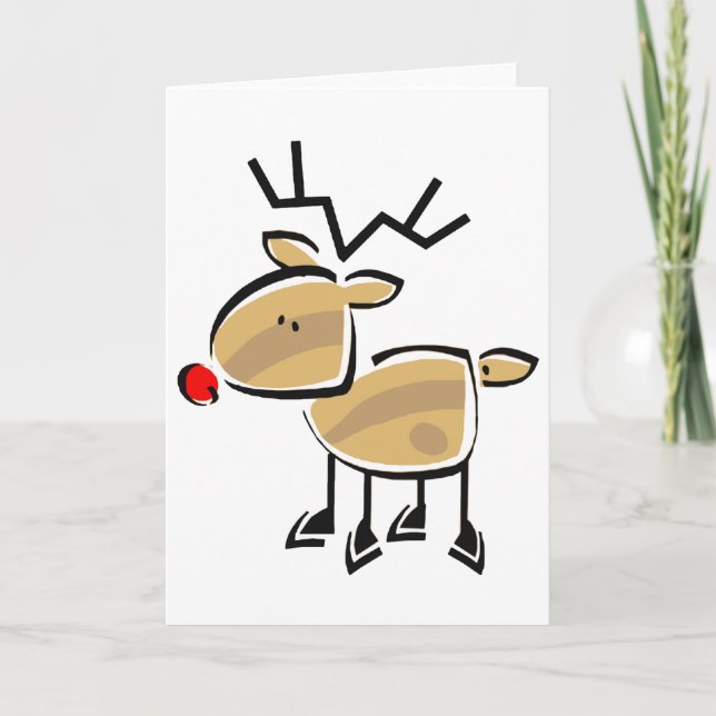 Tarjeta Festiva Navidades de la figura del stick Reindeer (Anverso)