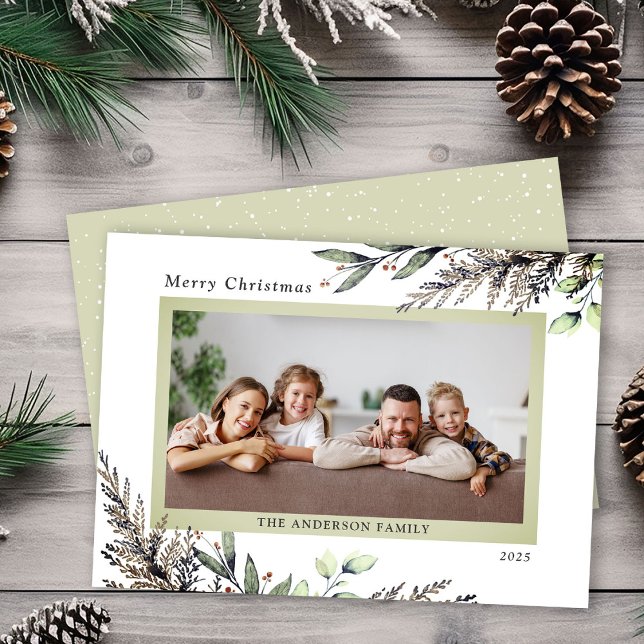 Tarjeta Festiva Navidades de la foto de la vegetación de invierno (Subido por el creador)