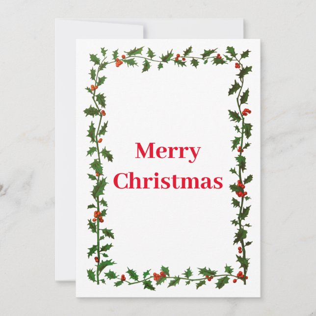 Tarjeta Festiva Navidades de la frontera holly (Anverso)