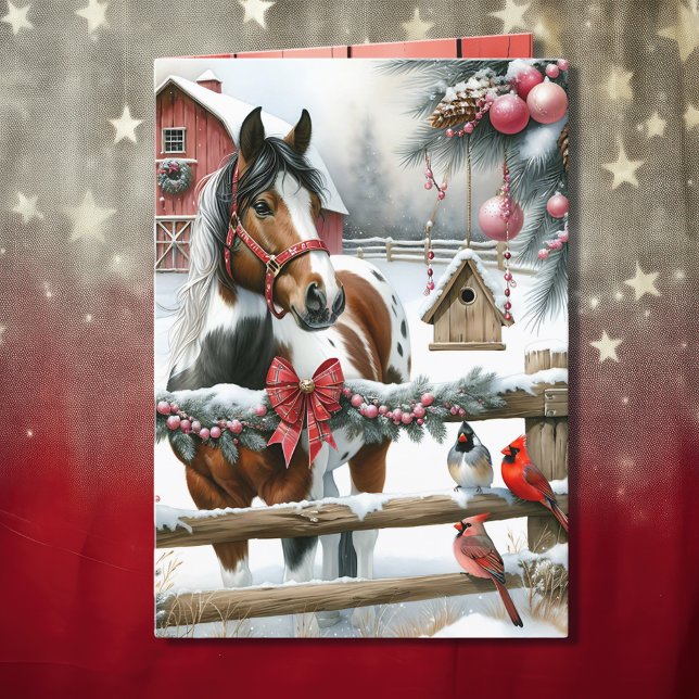 Tarjeta Festiva Navidades de la granja de bonito marrón y blanco d (Subido por el creador)