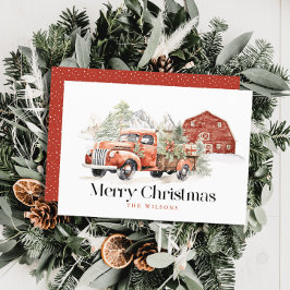 Tarjeta Festiva Navidades de la Granja Roja Vintage