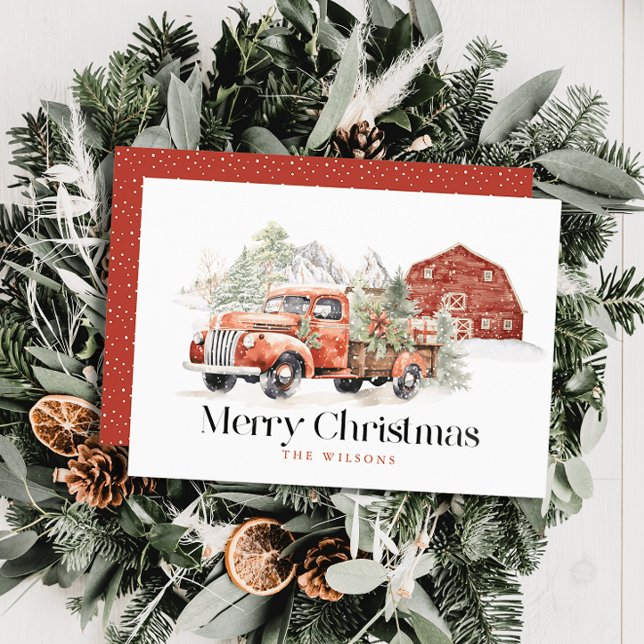 Tarjeta Festiva Navidades de la Granja Roja Vintage (Subido por el creador)
