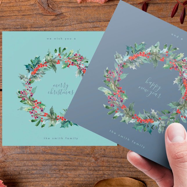 Tarjeta Festiva Navidades de la guirnalda azul de hielo de inviern (Subido por el creador)