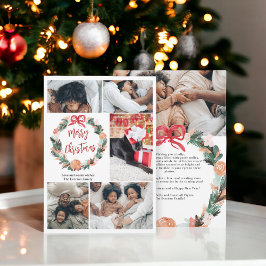 Tarjeta Festiva Navidades de la guirnalda pintada a mano 6 fotos