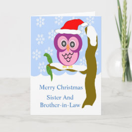 Tarjeta Festiva Navidades De La Hermana Owl Y Del Cuñado