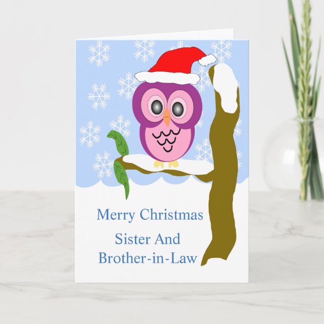 Tarjeta Festiva Navidades De La Hermana Owl Y Del Cuñado (Anverso)