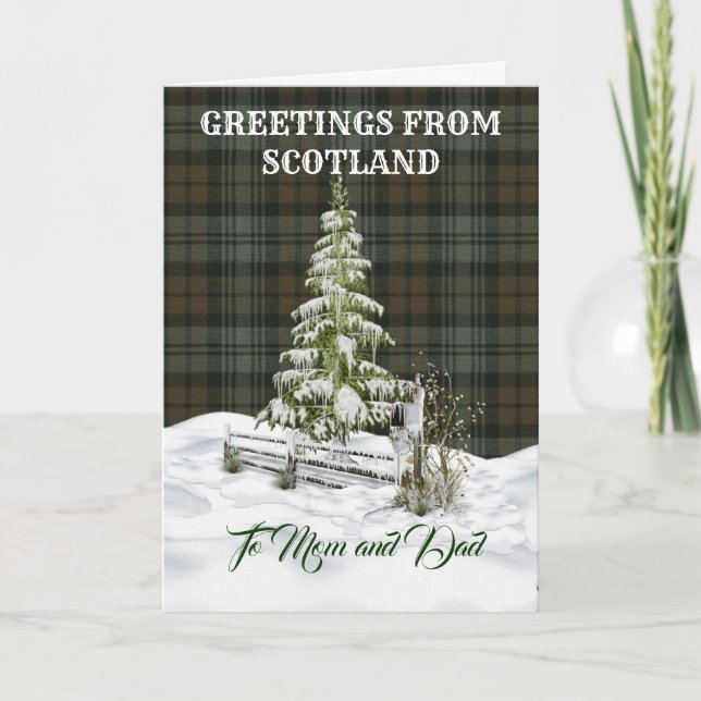 Tarjeta Festiva Navidades de la Hermandad de Tartan Weathered Blac (Anverso)