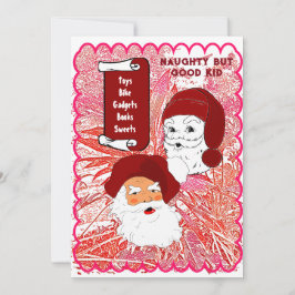 Tarjeta Festiva Navidades de la lista de deseos de un niño malo pe