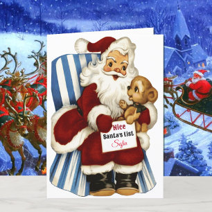 Tarjeta Festiva Navidades de la lista de niños de Santa