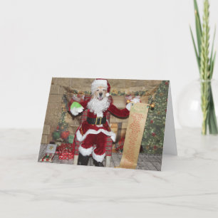 Tarjeta Festiva Navidades de la lista Santa Niza del Golden Retrie