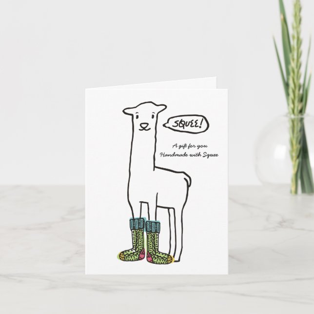 Tarjeta Festiva Navidades de la llama de Cute Cuee (Anverso)