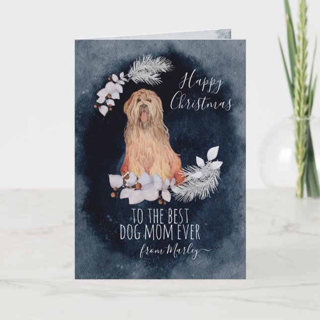 Tarjeta Festiva Navidades de la mamá de Briard Shaggy Dog personal (Anverso)