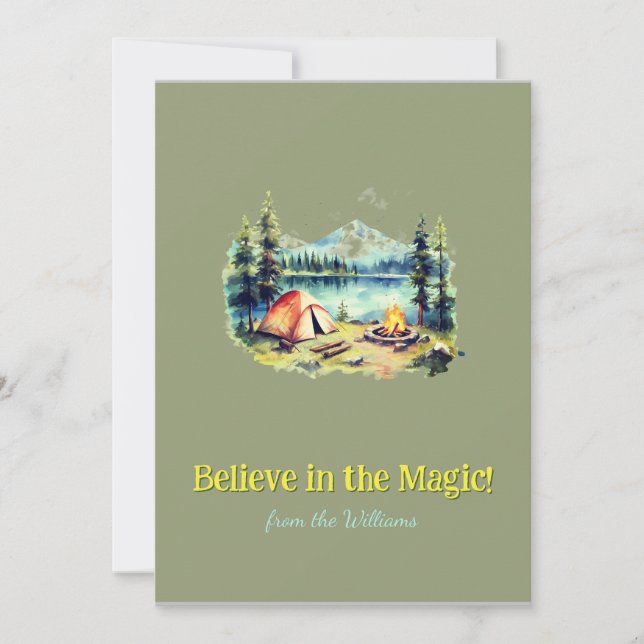 Tarjeta Festiva Navidades de la montaña de la fuente amarilla Camp (Anverso)