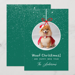Tarjeta Festiva Navidades de la mujer verde de la nieve con foto d