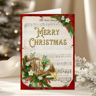 Tarjeta Festiva Navidades de la música de las hojas de cosecha del