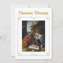 Tarjeta Festiva Navidades de la Natividad bendiciendo a la religió