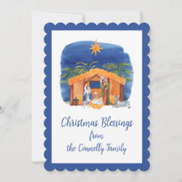 Tarjeta Festiva Navidades de la Natividad de color acuático