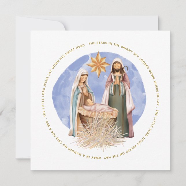 Tarjeta Festiva Navidades De La Natividad De Las Letras De Manger (Anverso)