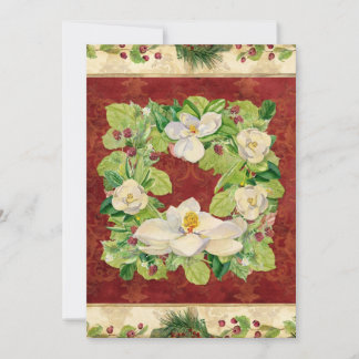 Tarjeta Festiva Navidades de la naturaleza Magnolia Wreath en Pine
