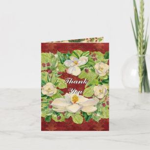 Tarjeta Festiva Navidades de la naturaleza Magnolia Wreath en Pine