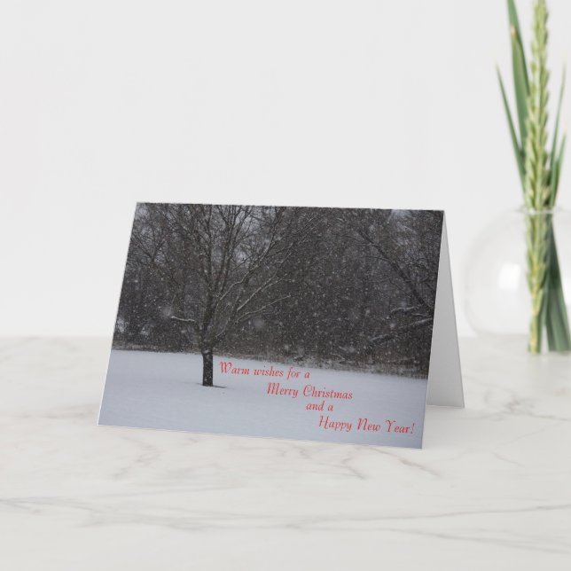 Tarjeta Festiva Navidades de la nieve y los árboles (Anverso)