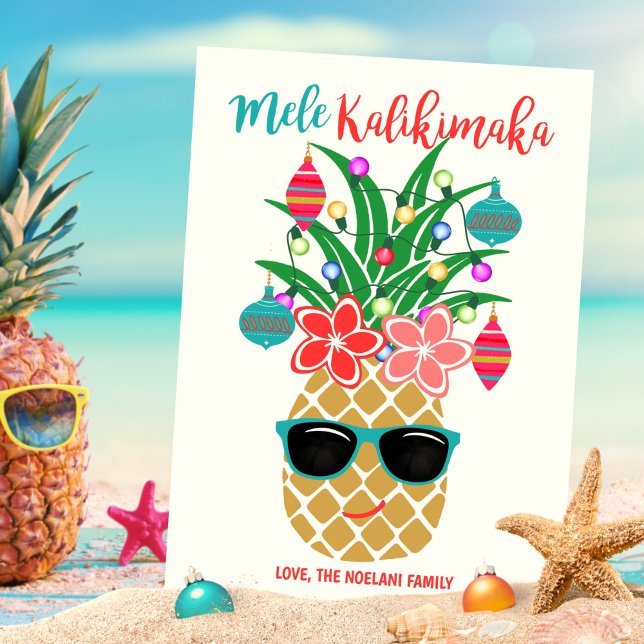 Tarjeta Festiva Navidades de la piña tropical Mele Kalikimaka (Subido por el creador)