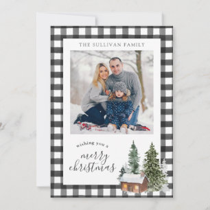 Tarjeta Festiva Navidades de la placa de verificación de búfalo bl