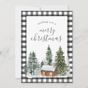 Tarjeta Festiva Navidades de la placa Rustic Black Buffalo Check