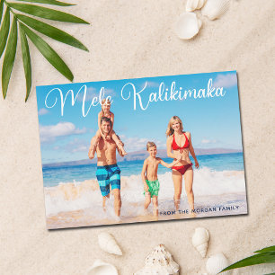 Tarjeta Festiva Navidades de la playa de fotos de la familia Mele