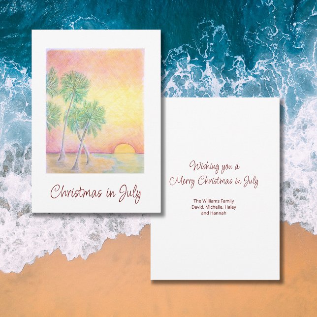 Tarjeta Festiva Navidades de la playa tropical de julio (Subido por el creador)