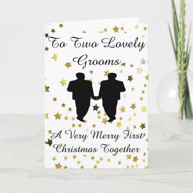Tarjeta Festiva Navidades de la primera estrella del oro Groom Sil (Anverso)