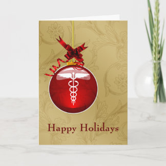 Tarjeta Festiva navidades de la profesión médica caduceus