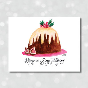 Tarjeta Festiva Navidades de la receta de Figgy Pudding, muy corto