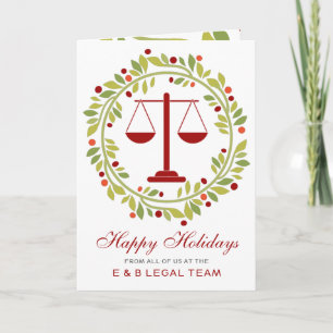 Tarjeta Festiva Navidades de la Red Justice Scale Holly Wreath