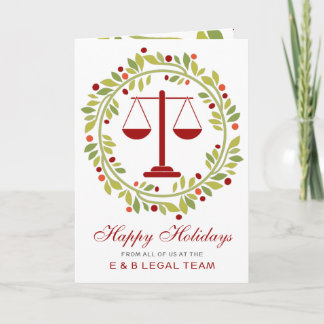 Tarjeta Festiva Navidades de la Red Justice Scale Holly Wreath