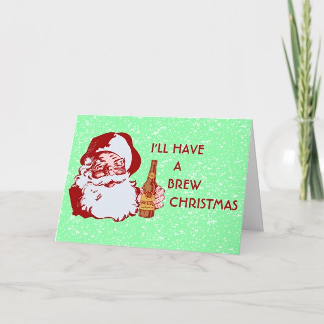 Tarjeta Festiva Navidades de la Retro Santa Claus Beer Brew (Anverso)