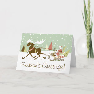 Tarjeta Festiva Navidades de la Santa Cláusula One Moose Open Slei