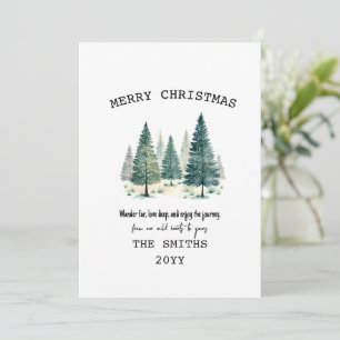 Tarjeta Festiva Navidades de la selva acuarela en invierno