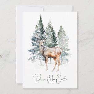 Tarjeta Festiva Navidades de la Selva de Deer de Acuarela