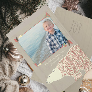 Tarjeta Festiva Navidades de la selva de Oso Polar con tu foto