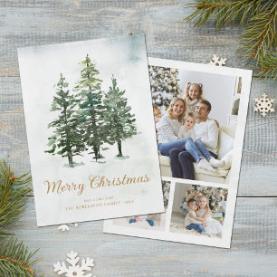 Tarjeta Festiva Navidades de la selva tropical de pino en invierno