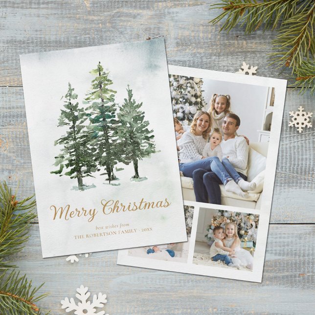 Tarjeta Festiva Navidades de la selva tropical de pino en invierno (Subido por el creador)