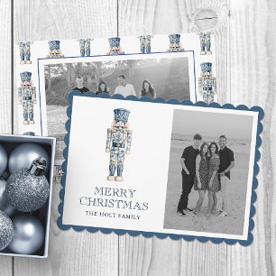 Tarjeta Festiva Navidades de la serie azul Chinoiserie Fotografía