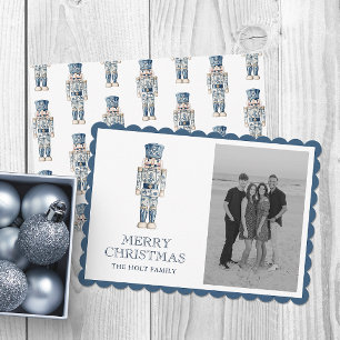Tarjeta Festiva Navidades de la serie azul Chinoiserie Fotografía