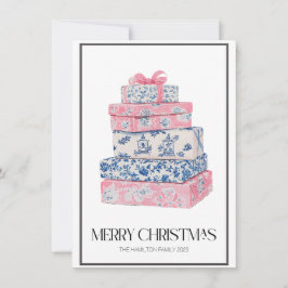 Tarjeta Festiva Navidades de la serie Chinoiserie envueltos regalo