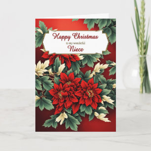 Tarjeta Festiva Navidades de la sobrina Poinsettias